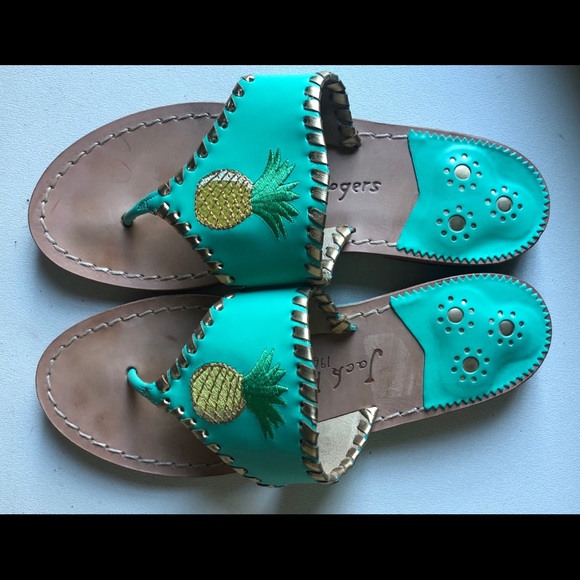Jack Rogers Pineapple Sandals - Size 7 1/2 - Picture 1 of 4